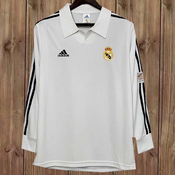 maillot homme manches longues domicile real madrid 2001-2002 blanc
