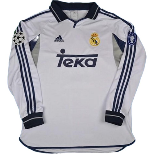 maillot homme manches longues domicile real madrid 2001 2002 blanc
