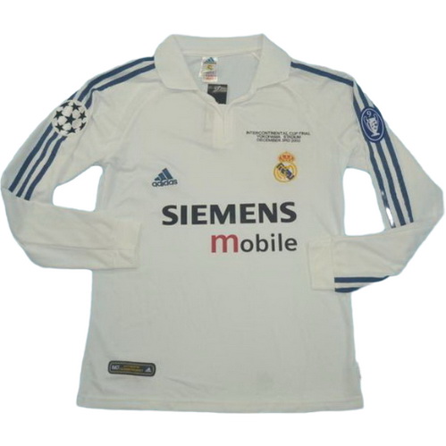 maillot homme manches longues domicile real madrid 2002-2003 blanc