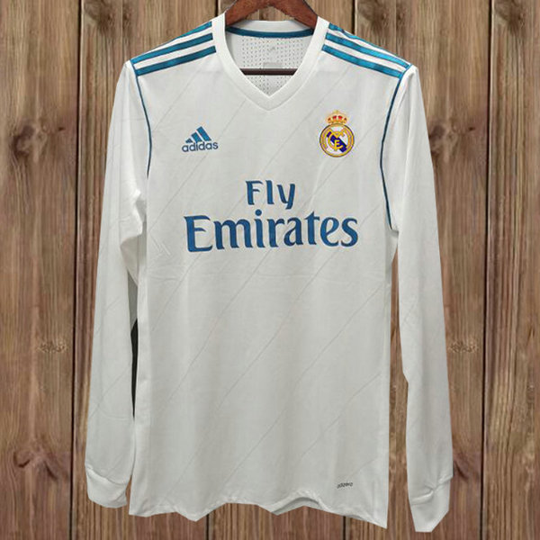 maillot homme manches longues domicile real madrid 2017-2018 blanc