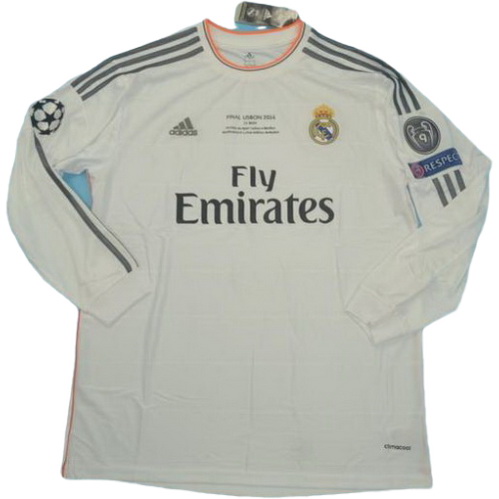 maillot homme manches longues domicile real madrid ucl 2013-2014 blanc