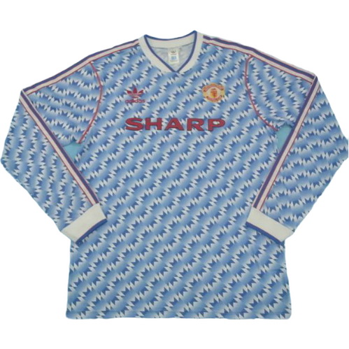 maillot homme manches longues exterieur manchester united 1990-1992 bleu