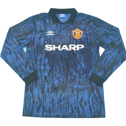 maillot homme manches longues exterieur manchester united 1992-1993 bleu