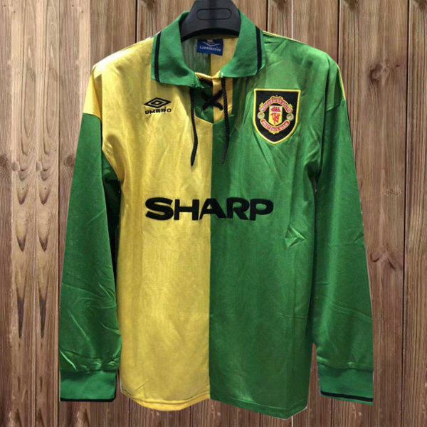 maillot homme manches longues exterieur manchester united 1992-1994 vert