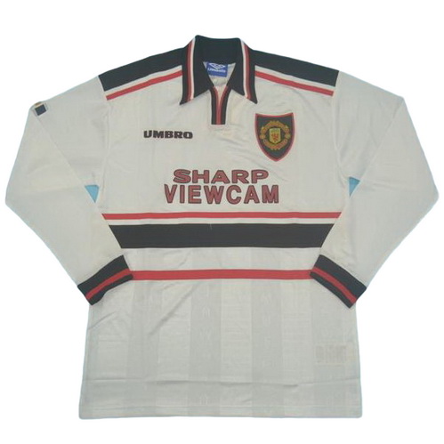 maillot homme manches longues exterieur manchester united 1998-1999 blanc