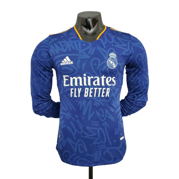 maillot homme player manches longues exterieur real madrid 2021 2022 bleu