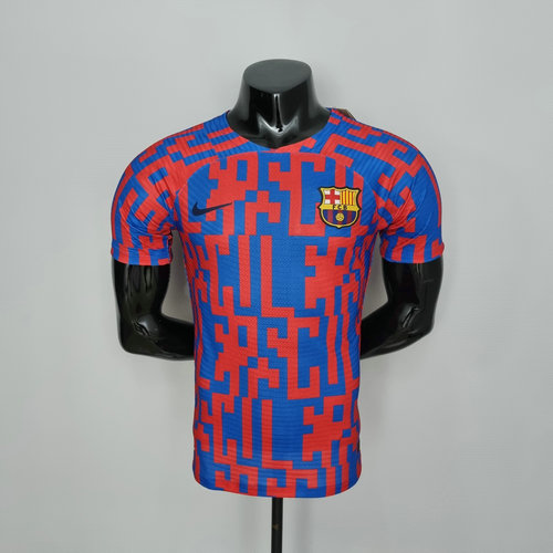 maillot homme rouge bleu pre-match fc barcelone 2022-2023 player version