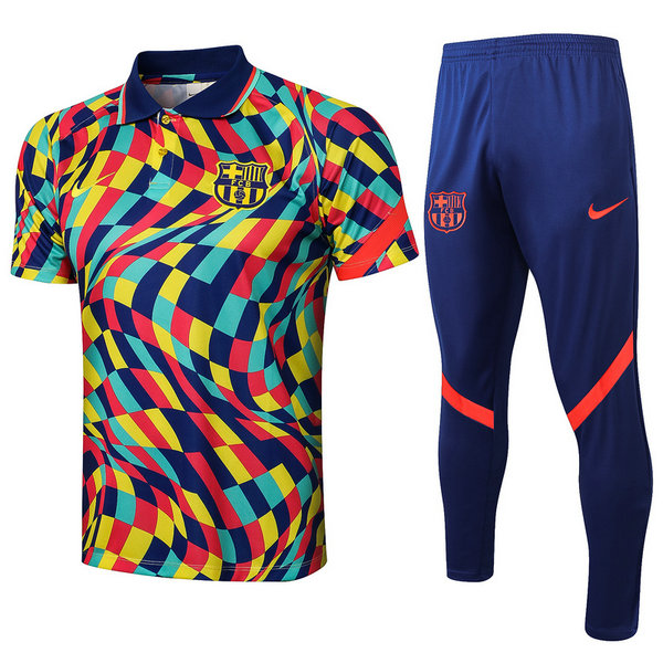 maillot polo homme ensemble moda fc barcelone 2021 2022 colorful