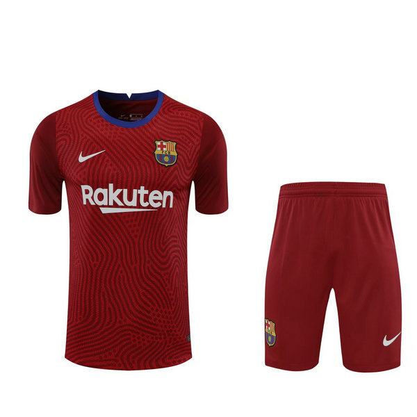 maillots+shorts homme gardien fc barcelone 2021 rouge