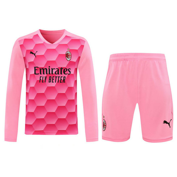 maillots+shorts homme manches longues gardien ac milan 2021 rose