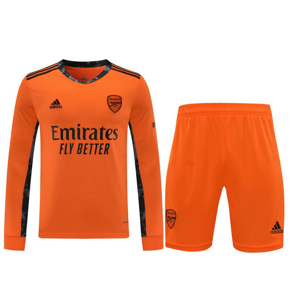 maillots+shorts homme manches longues gardien arsenal 2021 orange