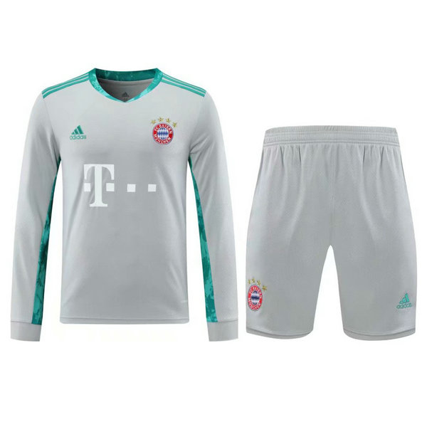 maillots+shorts homme manches longues gardien bayern munich 2021 gris