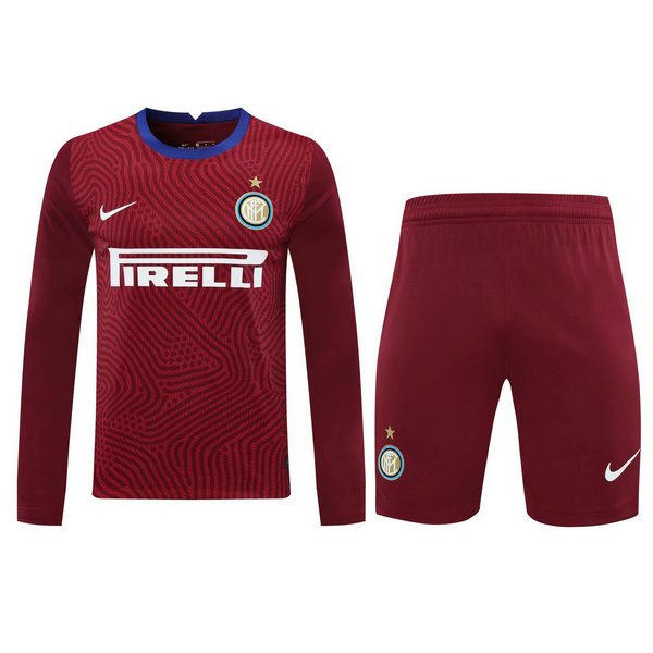 maillots+shorts homme manches longues gardien inter milan 2021 rouge