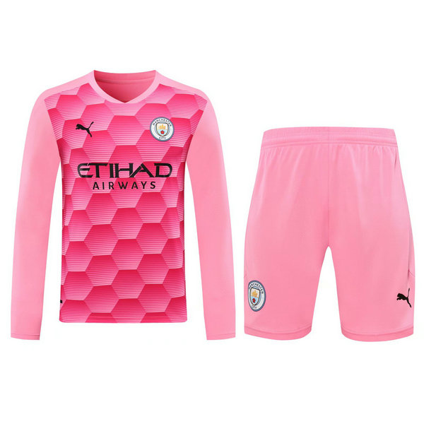maillots+shorts homme manches longues gardien manchester city 2021 rose