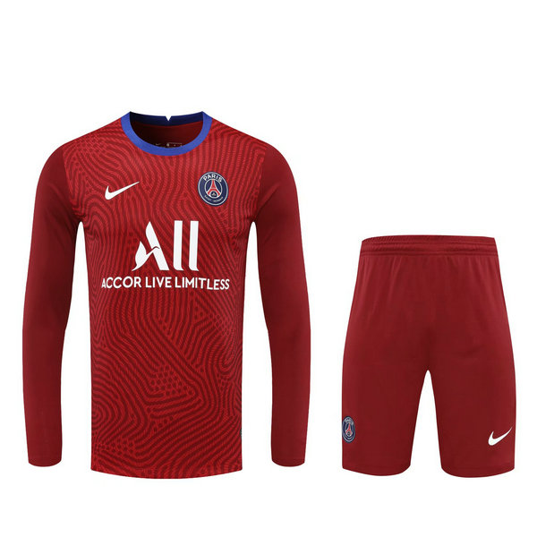 maillots+shorts homme manches longues gardien psg 2021 rouge