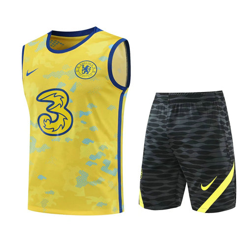 shorts+gilet homme jaune chelsea 2022-2023