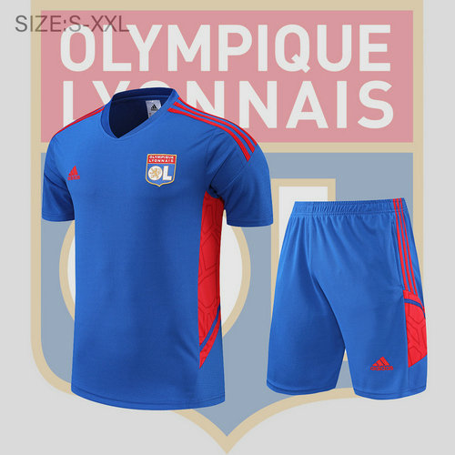 shorts + manches courtes homme bleu training ol lyon 2022-2023