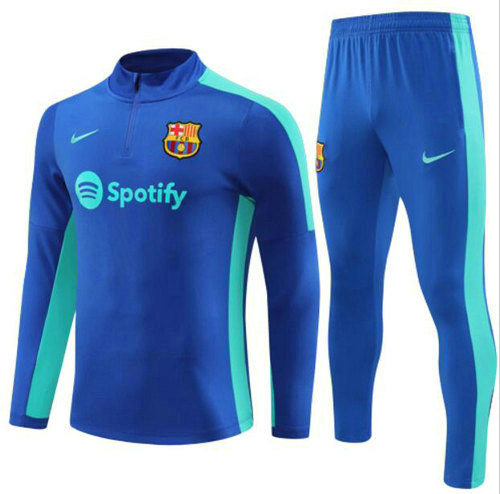 survêtements de football demi-zip enfant bleu fc barcelone 2023-2024