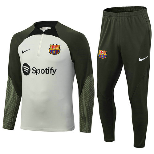 survêtements de football demi-zip homme gris clair fc barcelone 2023-2024