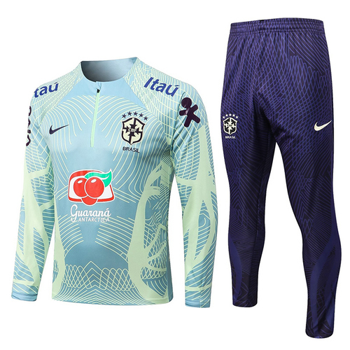 veste de sport avec demi-zip homme bleu vert brésil 2022-2023